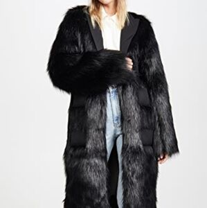 NEW ANAIS JOURDEN FAUX FUR OPEN MAXI BLAZER JACKET COAT SZ FR 38